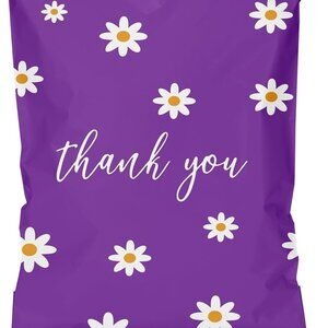 NWOT Purple Thank You Floral XL Poly Mailer Bags